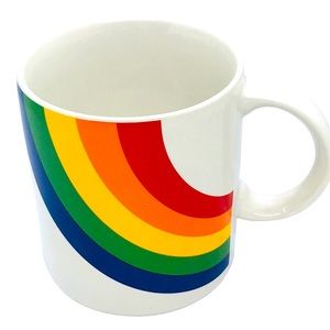 VTG 80's Retro RAINBOW Coffee Tea Mug FTDA USA Office Desk Holder 1986 Korea